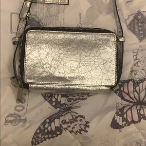 Double sided Silver Crossbody purse